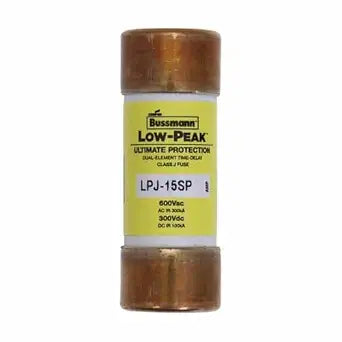 Eaton Bussmann UL Class Fuse, J Class, Time-Delay, 15A, 600V AC, Non-Indicating LPJ-15SP - 1 Each