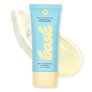 Bask SPF 40 Daily Invisible Gel Face Sunscreen - Broad Spectrum Protection, Fragrance Free, Makeup Primer, Hydrating, Clear, Lightweight & Non-Greasy, Dermatologist Recommended, 1.7 fl oz