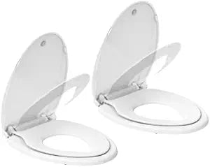 Toddler Toilet Seat Elongated, Toilet Seat with Toddler Seat 2-Pack Family Set, Potty Training Toilet Seat for Children, White Adult Child Seat for Home Bathroom Upgrade