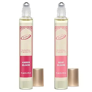 Zoha Amber Bloom & Rose Bloom Roll On Bundle, Alcohol-Free, Long-Lasting Fragrance Oils for Women & Men, Premium Quality Scents for Daily Wear