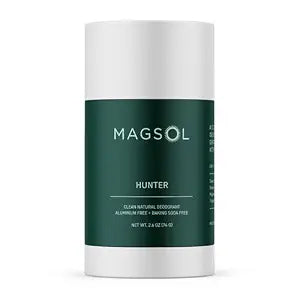 MAGSOL Magnesium Deodorant for Men, Aluminum Free, Baking Soda Free Natural Deodorant for Sensitive Skin, Long Lasting Odor Protection with Sweet Almond Oil, Hunter Tobacco 2.6 oz