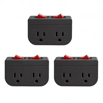 Oviitech Grounded Outlet Wall Tap Adapter Black