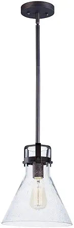 Maxim Lighting Seafarer 1-Light Pendant Light | Oil Rubbed Bronze Steel Finish | Seedy Glass Shade | Industrial Indoor Light Fixture | Ideal for Kitchen Islands & Dining Rooms | Dimmable | 26115CDOI
