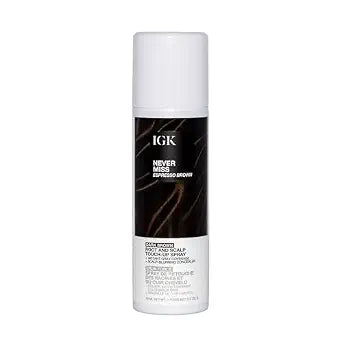 IGK Never Miss Root and Scalp Touch-Up Spray for Gray Coverage – Dark Brown Hair Color, Sweat-Resistant, Waterproof, Natural-Looking Root Concealer, 2.0 oz