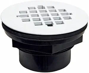 PROFLO PF42942 2'' ABS Solvent Weld Shower Drain with 4-1/4" White Plastic Strainer - White