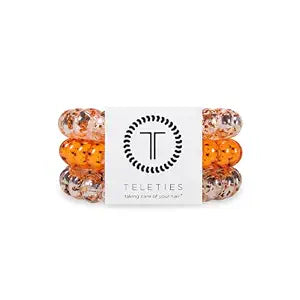 TELETIES - Large Spiral Hair Coils - For Thick Hair - Ponytail Holder for Women - Phone Cord Hair Ties - Strong Grip, Water Resistant, No Crease - Halloween - 3 pack - Spooky Sparkles