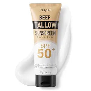 Mineral Sunscreen with Zinc Oxide SPF 50, Natural Beef Tallow Sunblock, 80G