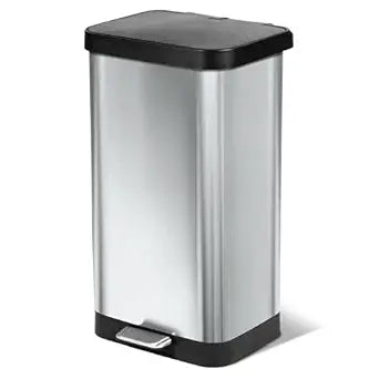 Glad 20 Gallon Stainless Steel Trash Can with Clorox Odor Protection | Large Metal Kitchen Garbage Bin with Soft Close Lid, Garbage Bag Rings, Step On Foot Pedal and Waste Bag Roll Holder
