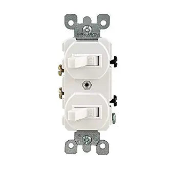 Leviton 15 Amp, 120/277 Volt, Duplex Style Single-Pole/Single-Pole Combination Switch, 5224-2W, White