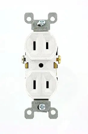 Leviton 223-W 15 Amp, 125V, Duplex Receptacle, Residential Grade, Non-Grounded, White, 10-Packwhite