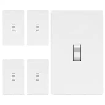 TG 20 Amp Commercial Toggle Light Switch with Screwless Wall Plate, White