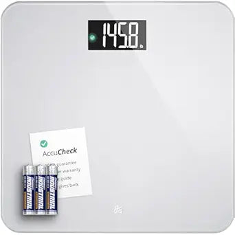 Greater Goods AccuCheck Digital Scale for Body Weight - Accurate Digital Bathroom Scale with High-Precision Sensors, Large Easy-to-Read Backlit Display, 400 lb Capacity, Auto Step-On (Gray)