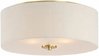 Maxim Lighting Bongo 3-Light Flush Mount Ceiling Light | Natural Aged Brass Finish | Linen Shade | Bedroom Hallway Ceiling Light | 10010OMNAB