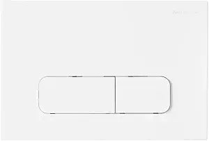 Wall Mount Dual Flush Actuator Plate with Rectangle Push Buttons in Matte White