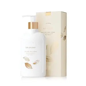 Thymes Goldleaf Perfumed Body Crème - Moisturizing Body Cream - Shea Butter Body Lotion with Vitamin E, jojoba Oil, and Honey for Skin Care Routine - Body and Hand Lotion for Women & Men (9.25 fl oz)