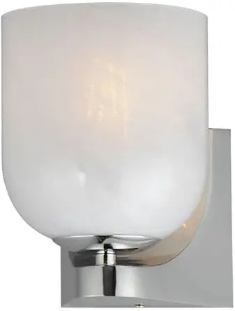Maxim Lighting Scoop 1-Light Bath Vanity Light | Polished Chrome Steel Finish | Marble Glass Shade | Modern Indoor Light Fixture | Ideal for Bathrooms & Powder Rooms | Dimmable Damp Rated | 21231MRPC