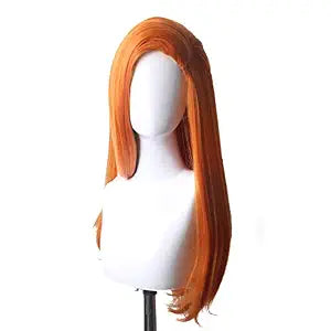 Long Straight Side Part Ginger Orange Kim Possible Copslay Wig