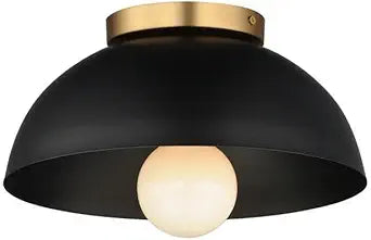 Maxim Lighting Thelonious 12" 1-Light Flush Mount Ceiling Light | Black/Natural Aged Brass Finish | Steel Construction | Bedroom Hallway Ceiling Light | 10020BKNAB