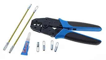 IDEAL Electrical 31-156 S-Class Fish Tape Replacement Kit - Field Application Kit w/Crimpmaster Crimp Tool Frame, Die Set, Leaders, Zoom eyelets, Instant Adhesive, Small, Black