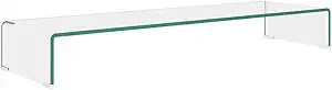 vidaXL Tempered Glass TV Stand - Modern Monitor Stand Riser for Multimedia Devices, Streamlined TV Console with Storage, Clear