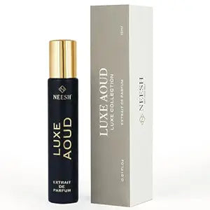 NEESH Luxe Aoud Extrait de Parfum for Men, Luxury Fragrance, Signature Scent with Black Rose and Oud Fragrance, Premium Men's Perfume for Evening Wear, Date Night, Formal Occasion, 15ml