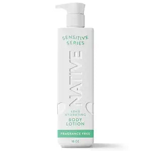 Native Sensitive Body Lotion for Women & Men, Fragrance Free, 18 fl oz