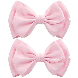 Large Big 6 Inch Hair Bows for Girls Thick Ribbon Boutique Alligator Clips Hair Accessories for Baby Girls Toddlers Kids Teens 2 PCS (Pink)