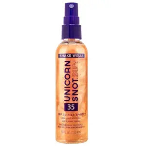 Unicorn Snot Glitter Sunscreen Spritz - SPF 35 Shimmering, Lightweight Spray Sunscreen for Face & Body Glow - UVA/UVB Protection - Water Resistant, Unscented - Made in USA -Rose Gold Shimmer