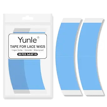 Lace Front Wig Tape Double Sided Wig Tape for Lace Wigs 36 PCS Strong Adhesive Tape Waterproof Tape for Wigs Toupee Hairpiece Blue 1/2