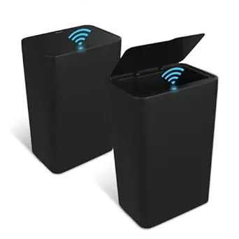 Naisu 2 Pack 4 Gal Bathroom Trash Can with Lid,Automatic Garbage Can with Touchless and Sealed Design,Slim Motion Sensor Waterproof Plastic Trash Bin Suitable for Bedrooms,Bathrooms,Kitchens,Black