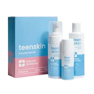 Teen Skin Care Kit 3-Step | Acne Face Wash Skin Care Regimen | Teen Skin Face Wash, Toner, & Moisturizer | Perfect for Teens Preteens & Kids Looking to Prevent Acne | 3 Pc Kit by Natural Outcome