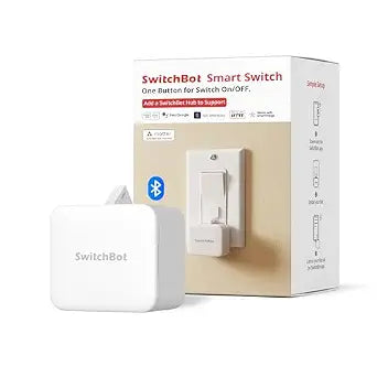 Switchbot Bluetooth Fingerbot Button Pusher for Rocker Switches  Turn Lights/Coffee On by App or Timer, No Tools, Optional Hub for Voice & Away Control, White