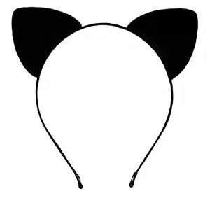 Cat Ears Black Halloween Costume Catwoman Ears Panther Leopard Leather Headband (Black, One Size)
