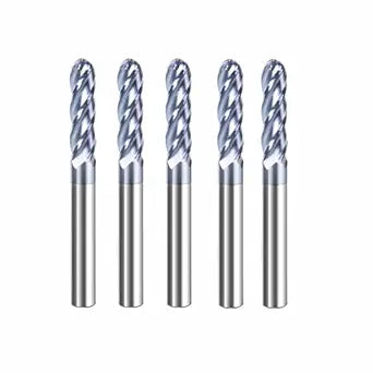 5Pcs Carbide Ball Nose CNC Router Bits 1/4" Cutting Diameter Milling Tool HRC45, 1/4" Shank UpCut Spiral End Mill (5pcs)