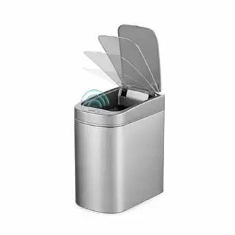 Ninestars Automatic Motion Sensor Bathroom Trash Can, 1.8 Gallon Smart Opening Garbage Bin for Bathroom, Bedroom, Kitchen, Office 7 Liter Compact Stainless Steel