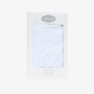 MOMS ON CALL Baby & Newborn Swaddle Blanket | 0-3 Months | Nursery Baby Gift | 48 X 48 Inch | 100% Cotton | Modern White with Gift Box