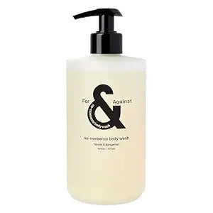 For & Against Bergamot & Hinoki Body Wash | No Nonsense Luxury Body Wash With Long Lasting Scent & Rich Lather | Clean Formula with Niacinamide & Hyaluronic Acid | Sulfate Free, Vegan | 16.9 Fl Oz