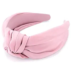 TOBATOBA Women's Knotted Satin Silk Head Bands, Wide Non-Slip Fashion Hair Accessories - Pink Top Knot and Headbands