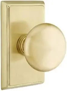 Emtek Providence Door Set with Round Knobs - Privacy Locking Door Handle Set (Satin Brass)