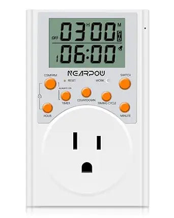 NEARPOW Infinite Cycle Digital Timer Outlet Switch, Programmable 3-Prong