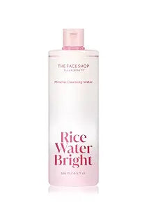 The Face Shop Rice Water Bright Micellar Water, Hydrating Face Cleanser and Makeup Remover, with Rice Active Complexï¿½ï¿½ï¿½, Gentle for Sensitive Skin, 16.9 