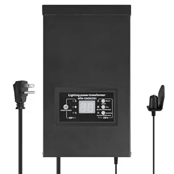 120W Low Voltage Landscape Transformer with Photocell Sensor& Timer,120V AC to 12V AC Weatherproof Outdoor Low Voltage Transformer for Yard/Garden/Pathway Lights/Spotlight