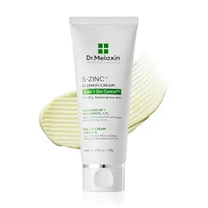 Dr.Melaxin S-ZINC Blemish Cream Daily Facial Moisturizer for Oily Skin, Soothing Face Cream with Sulfur, Zinc, Panthenol 2.7% & Ceramide NP to Balance Sebum & Support Skin Barrier, 3.52 oz., 100g