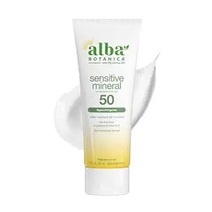 Alba Botanica Sensitive Mineral Sunscreen Lotion SPF 50, 3 Oz