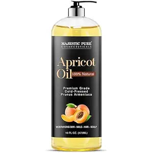 MAJESTIC PURE Apricot Oil, 100% Pure and Natural, Cold-Pressed, Apricot Kernel Oil, Moisturizing, for Skin Care, Massage, Hair Care, and to Dilute Essential Oils, 16 fl oz