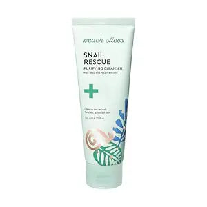 Peach Slices - Snail Rescue Purifying Cleanser (4.05 oz) - Snail Mucin Concentrate - Cleanse & Refresh Skin - Pine Bark, Hyaluronic Acid & Cica - Clean & Cruelty Free - Korean Skin Care & Beauty