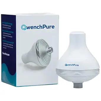 QwenchPure Shower Filter for Chlorine  High Output, 100% KDF-55, Removes Chlorine & Contaminants, Softens & Purifies Hard Water, Improves Skin & Hair, Easy Installation, Made for Hot Water