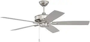 Craftmade OPT52BNK5 Optimum Energy Star 52" Ceiling Fan with Pull Chain, 5 Blades on DC Motor, Brushed Polished Nickel