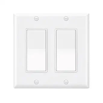 BAOMAIN Single Pole Decorator Light Switch with 2-Gang Wall Plate