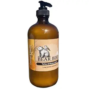 100% Grass-Fed Tallow & Raw Honey Lotion with Olive Oil, Orange & Vanilla Essential Oils